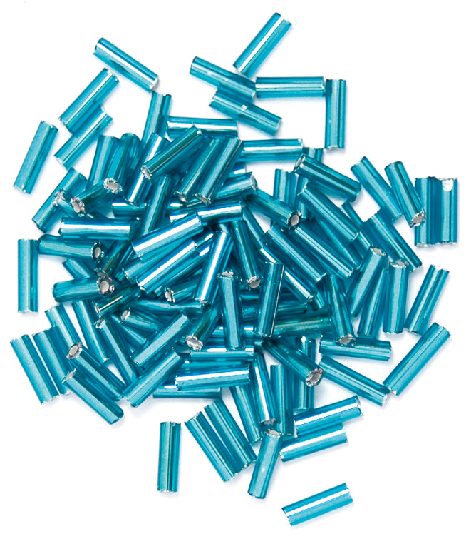Craft Factory Bugle Glass Beads For Jewellery Making, Knitting, Sewing - 6mm Ice Blue - Hobby & Crafts