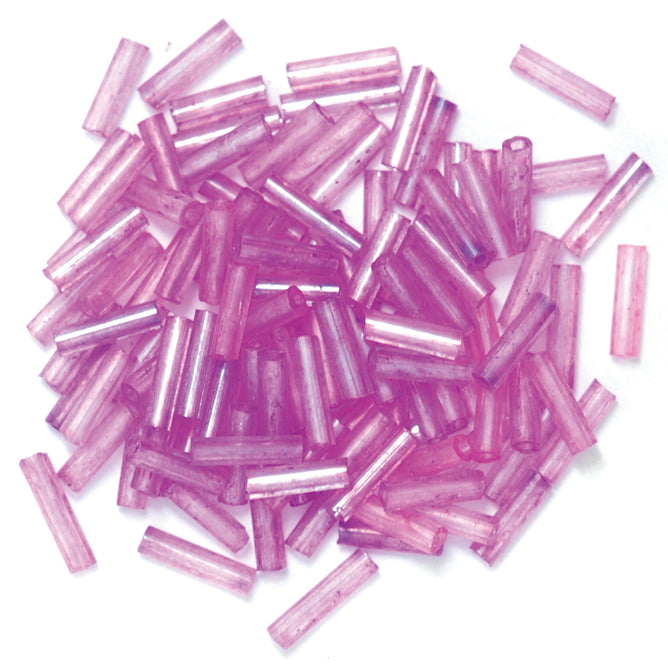 Craft Factory Bugle Glass Beads For Jewellery Making, Knitting, Sewing - 6mm Lilac - Hobby & Crafts