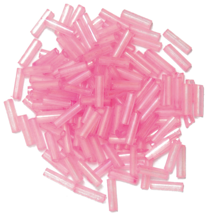 Craft Factory Bugle Glass Beads For Jewellery Making, Knitting, Sewing - 6mm Fuchsia - Hobby & Crafts