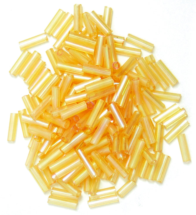 Craft Factory Bugle Glass Beads For Jewellery Making, Knitting, Sewing - 6mm Yellow - Hobby & Crafts