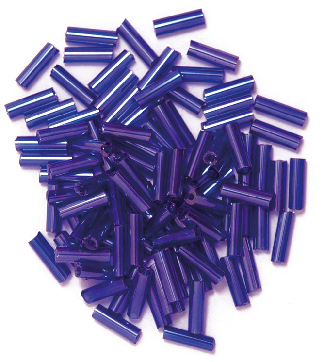 Craft Factory Bugle Glass Beads For Jewellery Making, Knitting, Sewing - 6mm Purple - Hobby & Crafts