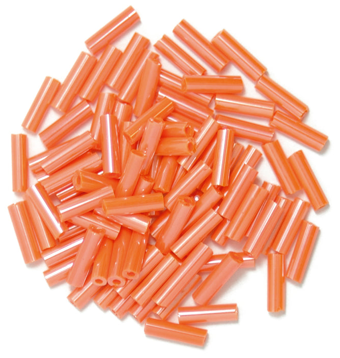 Craft Factory Long Bugle Glass Beads For Jewellery Making, Knitting, Sewing - 6 mm Apricot - Hobby & Crafts