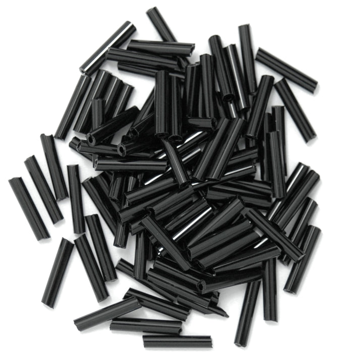Craft Factory Long Bugle Glass Beads For Jewellery Making, Knitting, Sewing - 9 mm Black - Hobby & Crafts