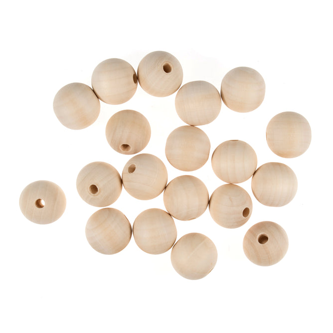 Trimits Wooden Round Beads Toy Pram Jewellery Making Painting Macramé Craft 30mm