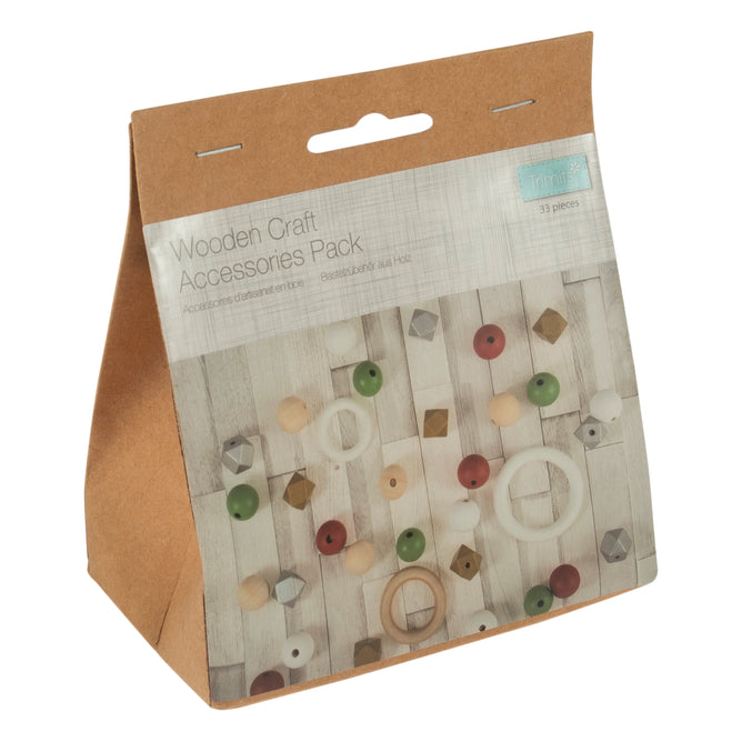 Trimits Wooden Beads & Rings Pack - Assorted Colours Macramé Home Decoration hanging Crafts