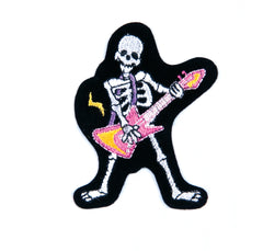 Sew On Motifs Lace Jeans Dresses Garment Applique Patches 6cm -Rockstar Skeleton - Hobby & Crafts