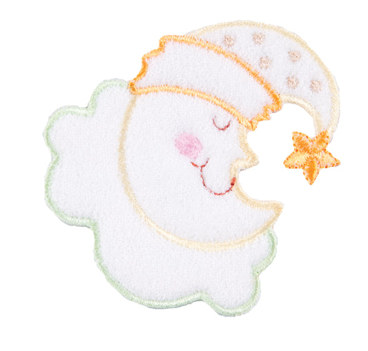 Sew On Motifs Lace Jeans Dresses Appliques Patches 6.7cm -Sleeping Moon on Cloud - Hobby & Crafts