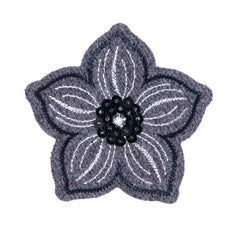 Sew On Motifs Lace Jeans Dresses Appliques Patches Craft 6cm -Grey Sequin Flower - Hobby & Crafts