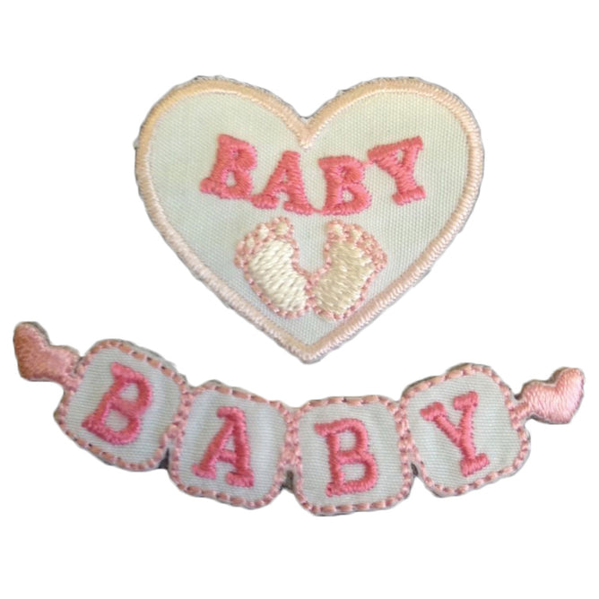 Sew On Motifs Lace Jeans Dresses Garments Appliques Patches 5.5 cm x 1.5 cm -Pink Baby Blocks - Hobby & Crafts
