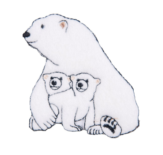 Sew On Motifs Lace Jeans Dresses Appliques Patches 6.2 cm -Polar Bear With Cubs - Hobby & Crafts