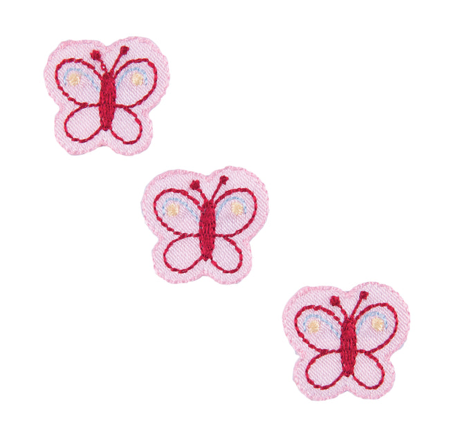 Sew On Motifs Lace Jeans Dresses Appliques Patches 2.3cm -Three Pink Butterflies - Hobby & Crafts