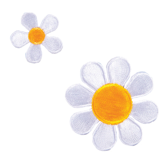 Sew On Motifs Lace Jeans Dresses Garments Appliques Patches -Two White Daisies - Hobby & Crafts