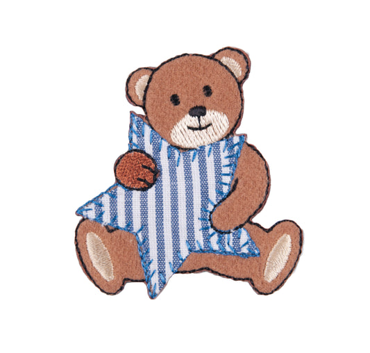 Sew On Motifs Lace Jeans Dresses Appliques Patches 5.5 cm -Bear With Stripe Star - Hobby & Crafts