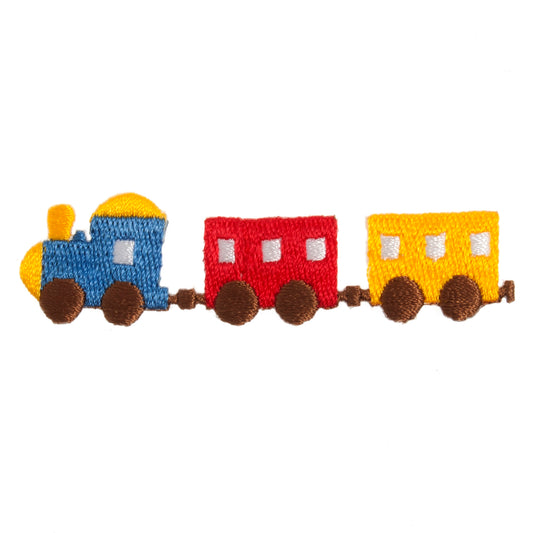 Sew On Motifs Lace Jeans Dresses Garments Appliques Patches 2cm -Colourful Train - Hobby & Crafts