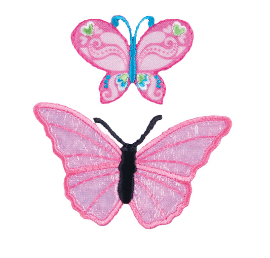 Sew On Motifs Lace Jeans Dresses Garments Appliques Patches -Pink Butterflies - Hobby & Crafts