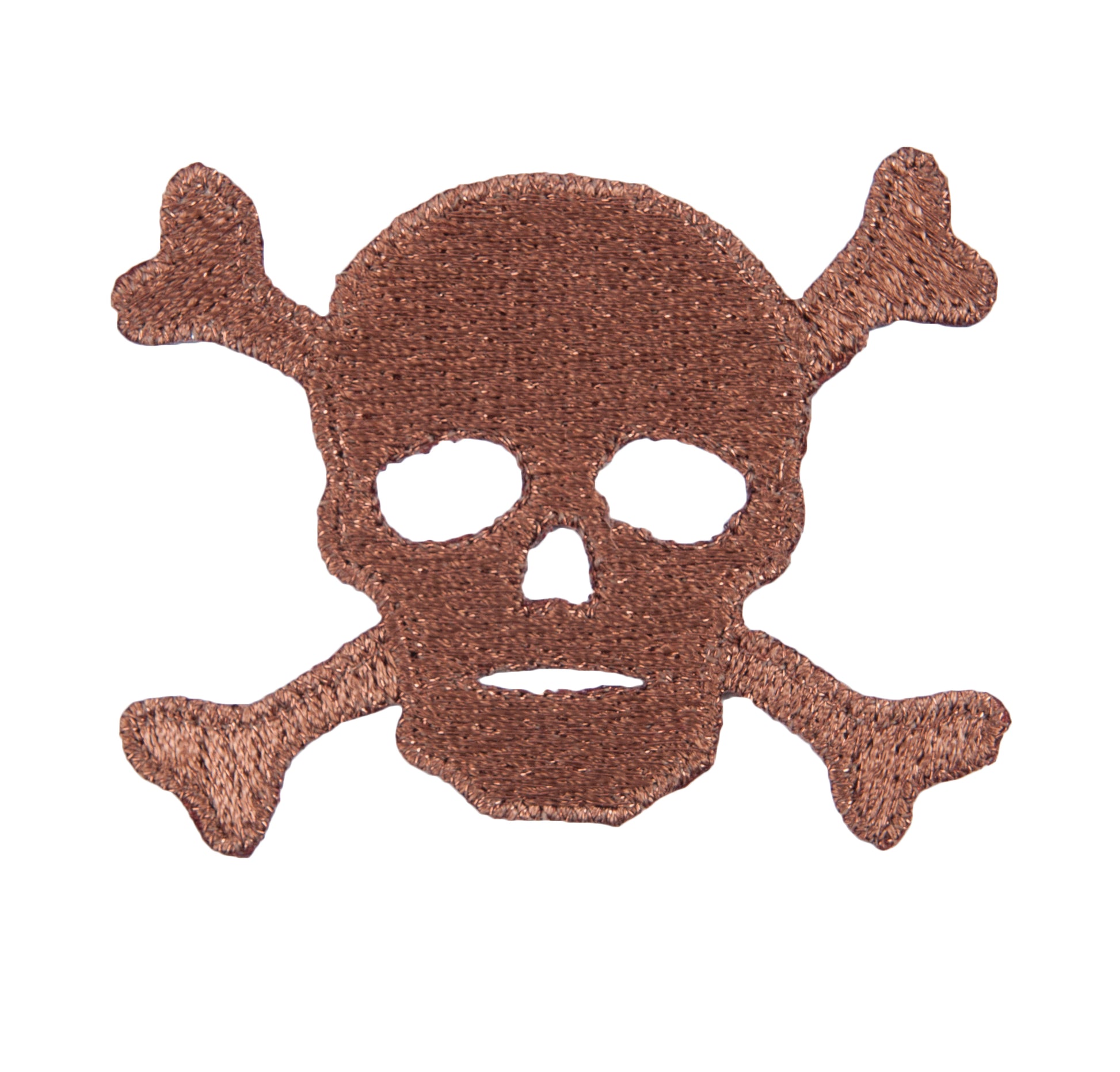 Sew On Motifs Lace Jeans Dresses Applique Patches 5.7cm -Brown Skull Cross Bones - Hobby & Crafts