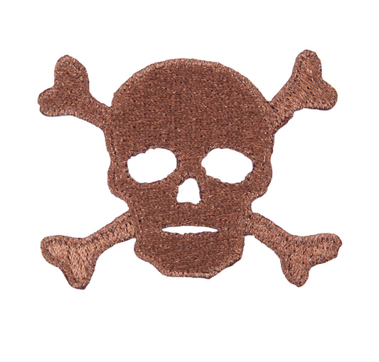 Sew On Motifs Lace Jeans Dresses Applique Patches 5.7cm -Brown Skull Cross Bones - Hobby & Crafts