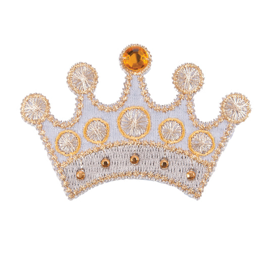 Sew On Motifs Lace Jeans Dresses Garments Applique Patches 5.5cm -Gem Gold Crown - Hobby & Crafts