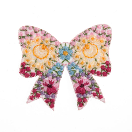 Sew On Motifs Lace Jeans Dresses Garments Applique Patches 4.5 cm -Floral Bow - Hobby & Crafts