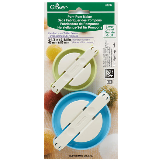 Clover Set of 2 Large Size Pom Pom Maker Crocheting Knitting Craft Accessories - Hobby & Crafts