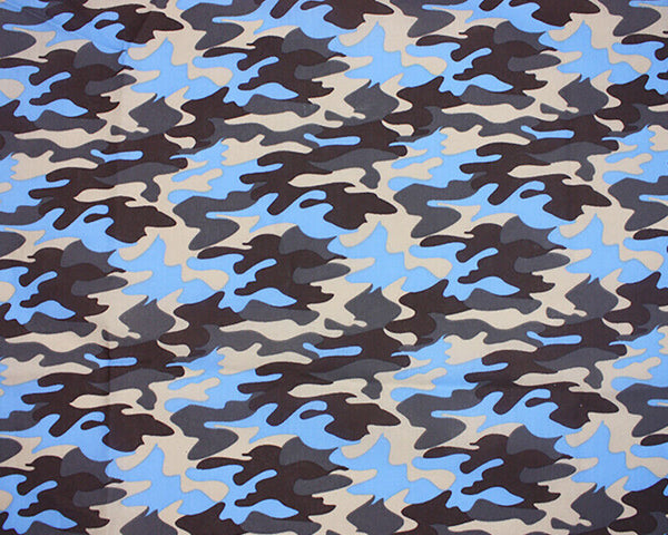 Camouflage Blue_Grey Polycotton Children Fabric