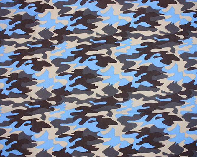 Camouflage Blue_Grey Polycotton Children Fabric