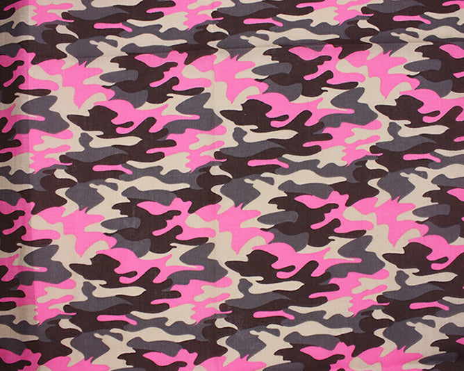 Camouflage Pink_Grey Polycotton Children Fabric