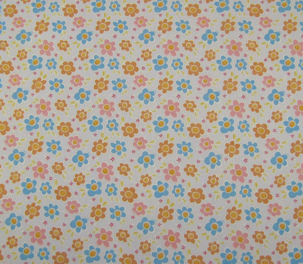 Catherine on White Shabby Chic Polycotton Floral Fabric