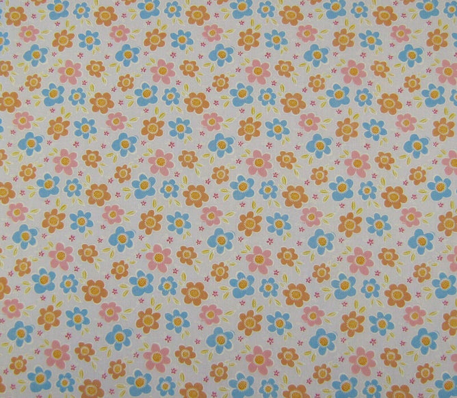Catherine on White Shabby Chic Polycotton Floral Fabric