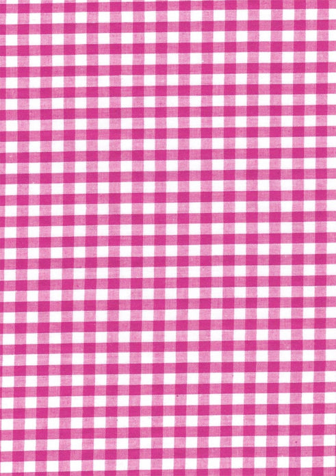 Cerise Pink Gingham Polycotton 1/4" Checked Fabric Select Size 112cm Wide