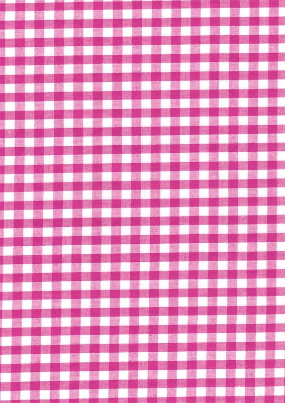 Cerise Pink Gingham Polycotton 1/4" Checked Fabric Select Size 112cm Wide