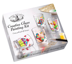 Creative Glass Painting Kit | Instructions Candle Glass Peel-Off Outlines Paints Brush