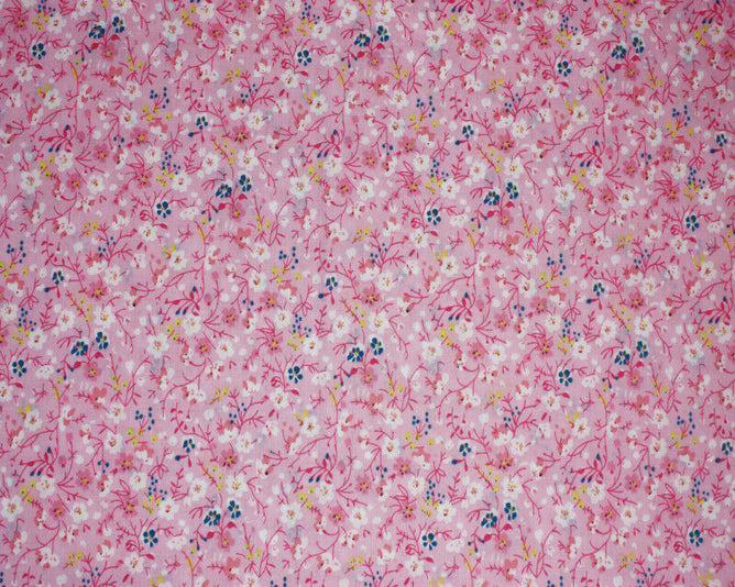 Ditsy Flowers Pink Shabby Chic Polycotton Floral Fabric