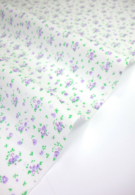 Ditsy Lilac Shabby Chic Polycotton Floral Fabric Select Size