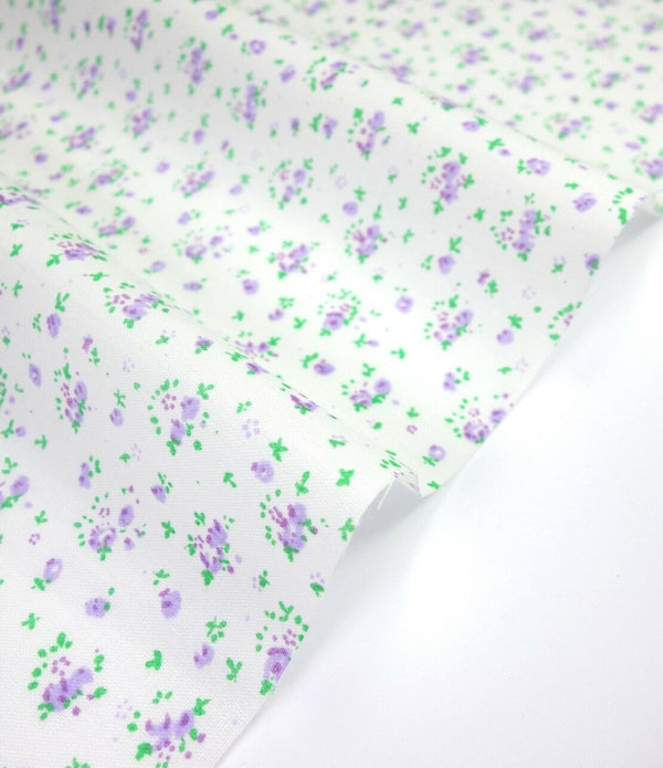 Ditsy Lilac Shabby Chic Polycotton Floral Fabric Select Size