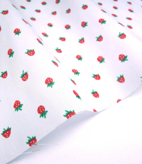 Ditsy Strawberries Shabby Chic Polycotton Floral Fabric Select Size