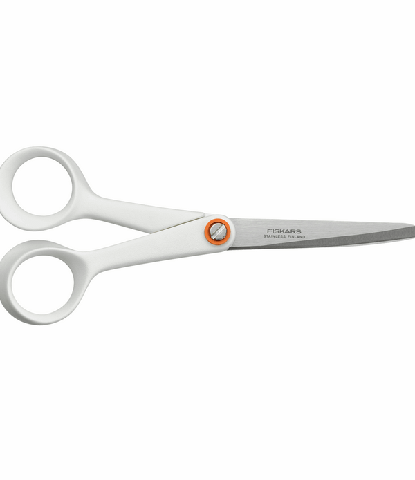 Fiskars White Scissor 17cm General Purpose Sharp Blade For Cutting Paper Fabric Sewing Accessory