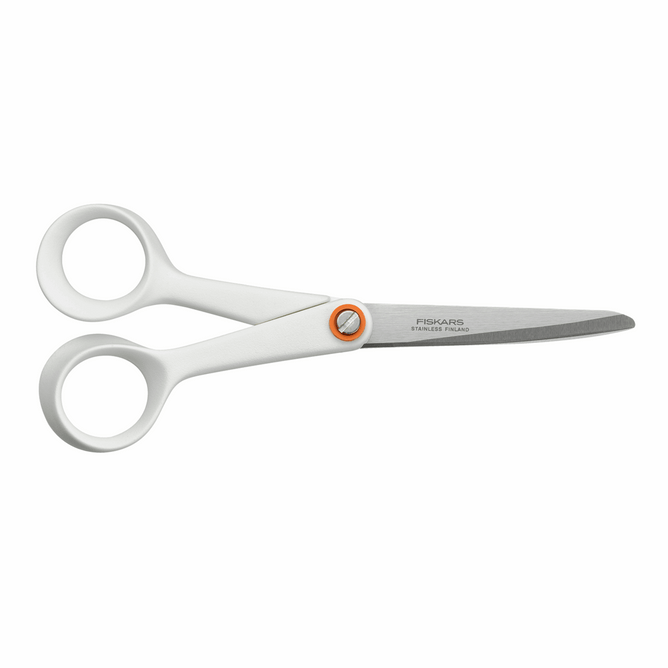 Fiskars White Scissor 17cm General Purpose Sharp Blade For Cutting Paper Fabric Sewing Accessory