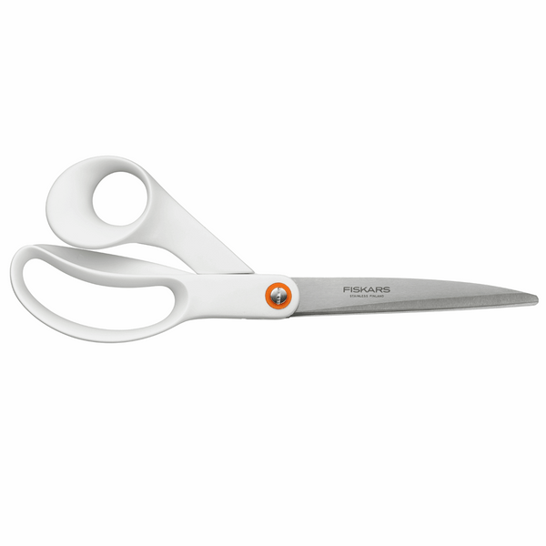 Fiskars White Scissor 24cm General Purpose Sharp Blade For Cutting Paper Fabric Sewing Accessory