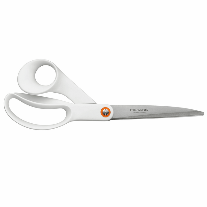 Fiskars White Scissor 24cm General Purpose Sharp Blade For Cutting Paper Fabric Sewing Accessory