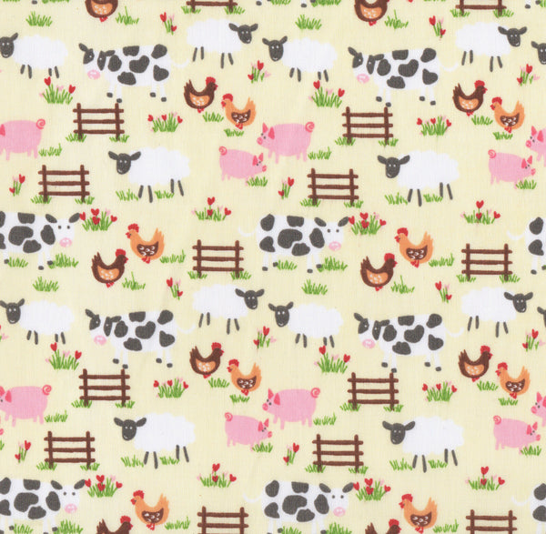 Farmyard Cream Polycotton Children Fabric Choose Size