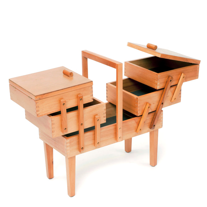 SALE - Traditional 3 Tier Wooden Natural Cantilever With Legs Sewing Storage - Hobby & Crafts