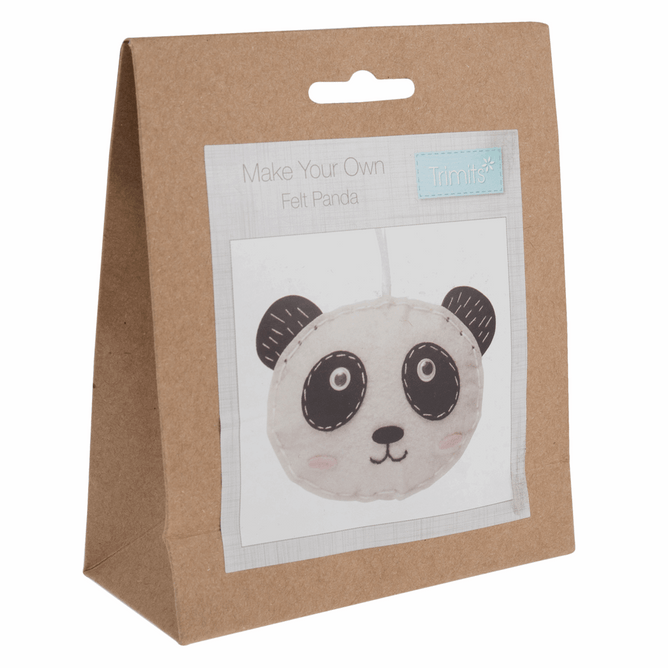 Trimits Pre-Punched Shaped Acrylic Felt Kit For Beginners 14.5 x 8.5cm - Panda