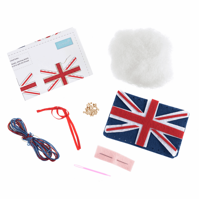 Trimits Pre-Punched Shaped Acrylic Felt Kit For Beginners 14.5 x 8.5cm - Union Jack