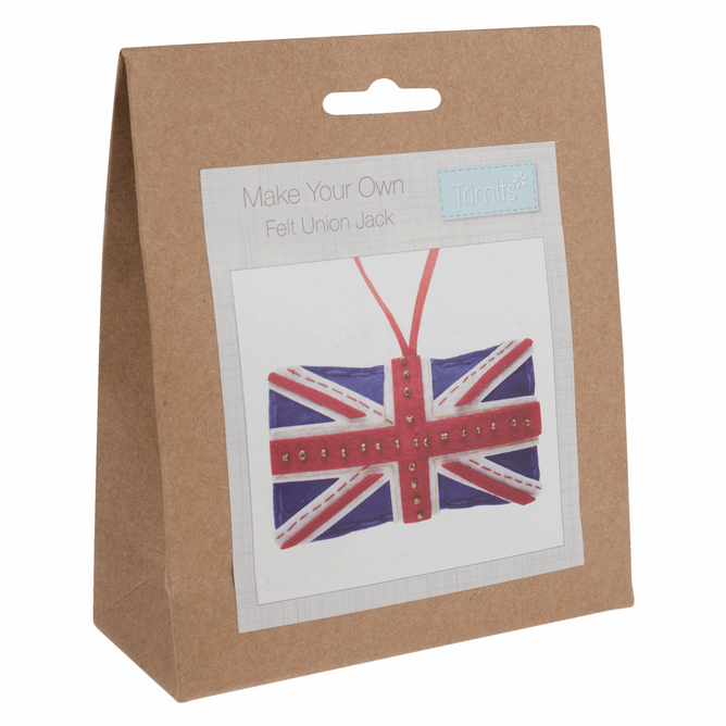 Trimits Pre-Punched Shaped Acrylic Felt Kit For Beginners 14.5 x 8.5cm - Union Jack