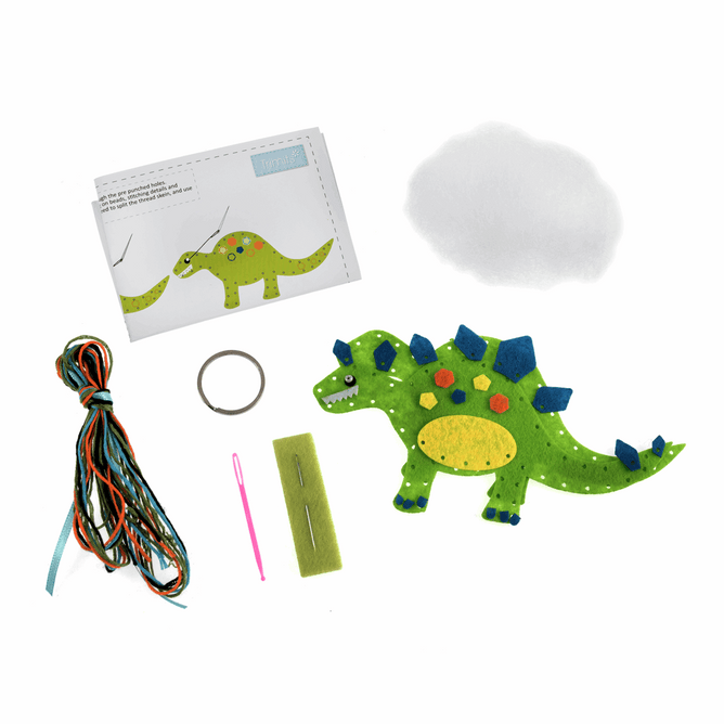 Trimits Pre-Punched Shaped Acrylic Felt Kit For Beginners 14.5 x 10cm. - Dinosaur