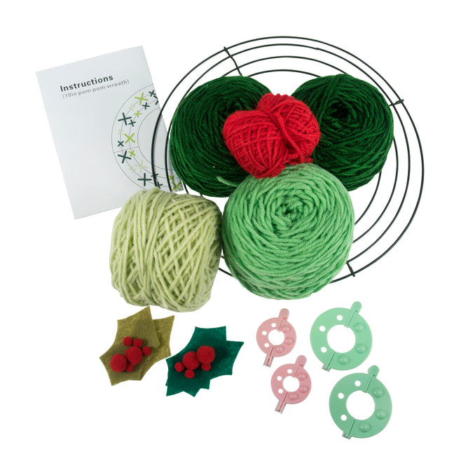 My First Cross Stitch Kit Pom Pom Wreath Kit | Cute Decorations | Beginner Friendly