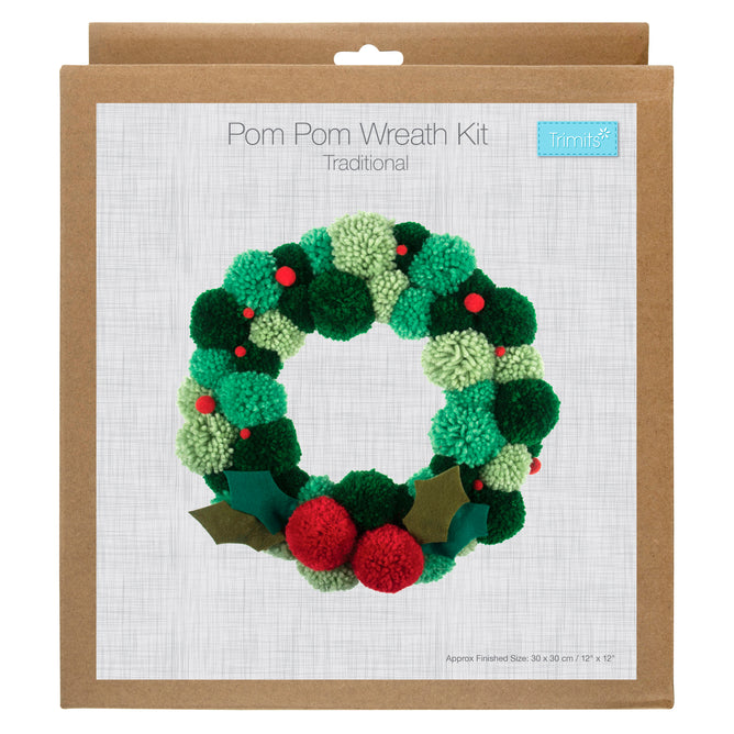 My First Cross Stitch Kit Pom Pom Wreath Kit | Cute Decorations | Beginner Friendly