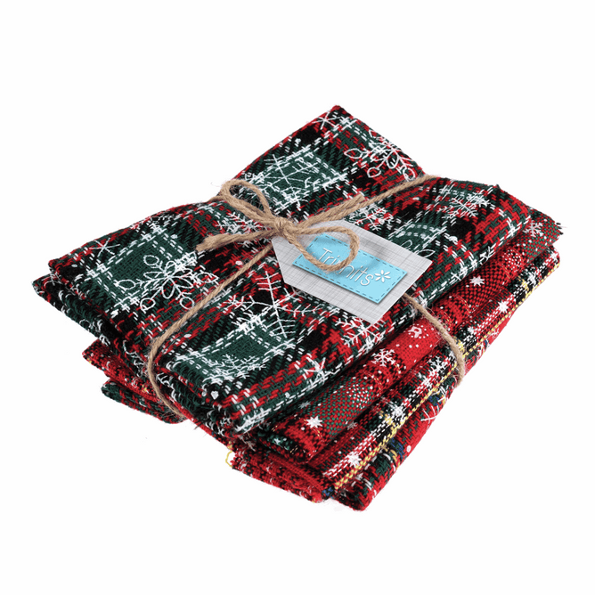 Christmas Reds Theme | Printed Fat Quarter Tartans | Polycotton | Pack of 4
