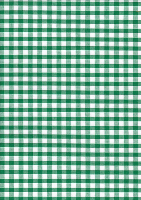 Green Gingham Polycotton 1/4" Checked Fabric Select Size 112cm Wide